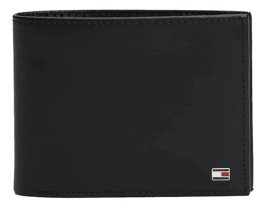 Carteira Tommy Hilfiger Eton Couro E Bolso De Moedas Preto