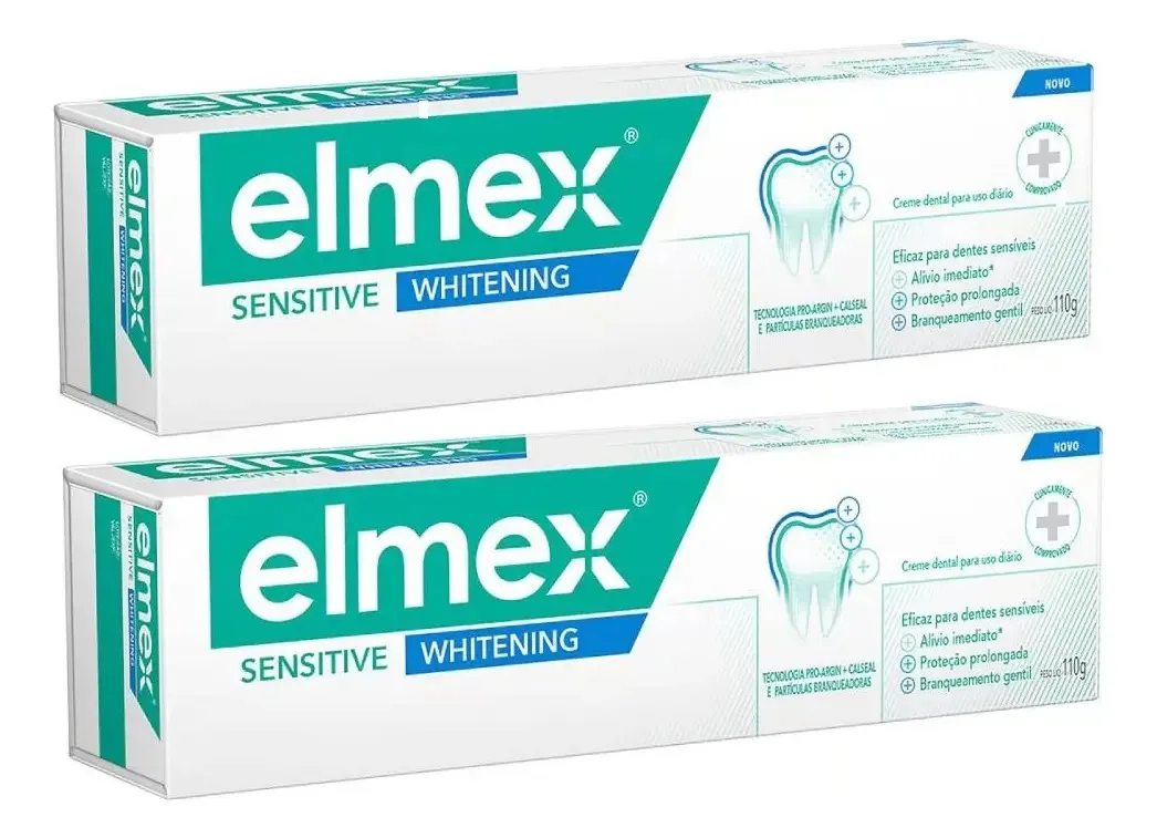Kit 2 Cremes Dentais Elmex Sensitive Whitening 110g