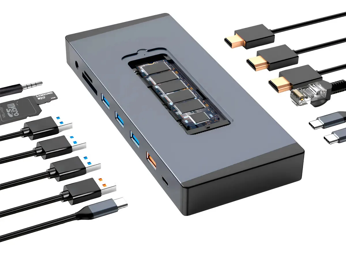 Docking Station Usb-c 15 Em 1 Dorn Ssd M.2 Dp Hdmi 4k 60hz
