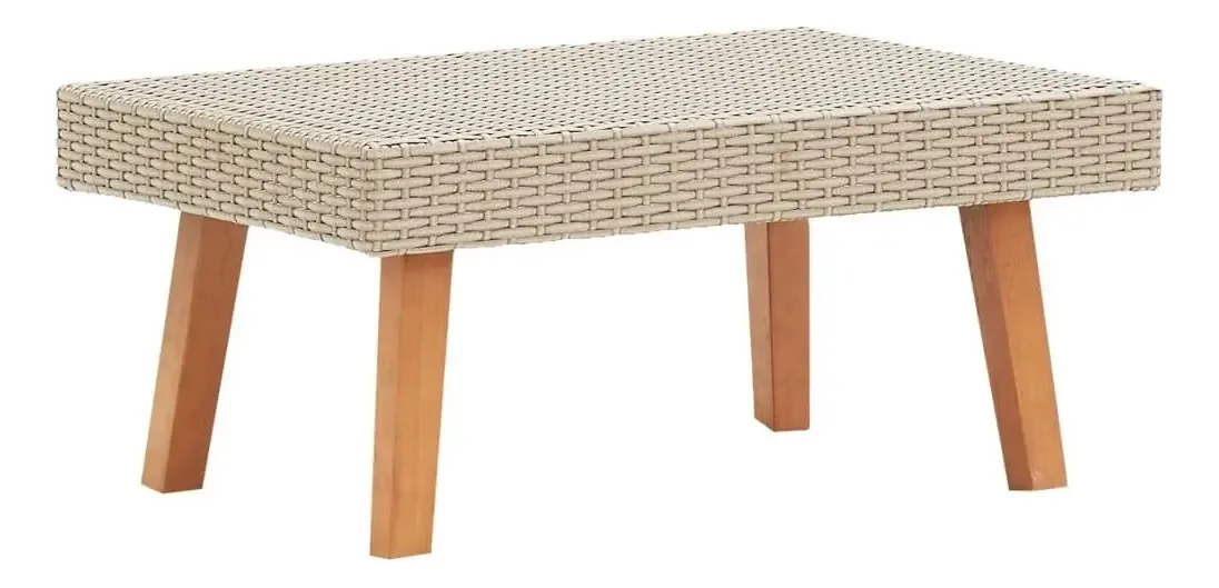 Mesa de café de jardim de vime polivinil bege