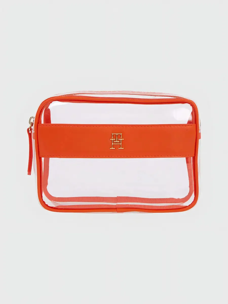 Bolsa de higiene feminina listrada transparente Tommy Hilfiger