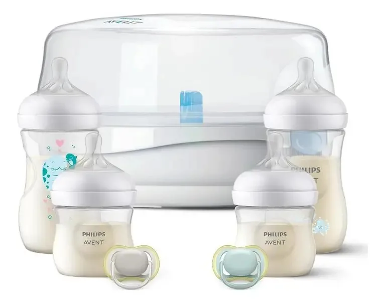 Conjunto de esterilizador de microondas Philips Avent com garrafas