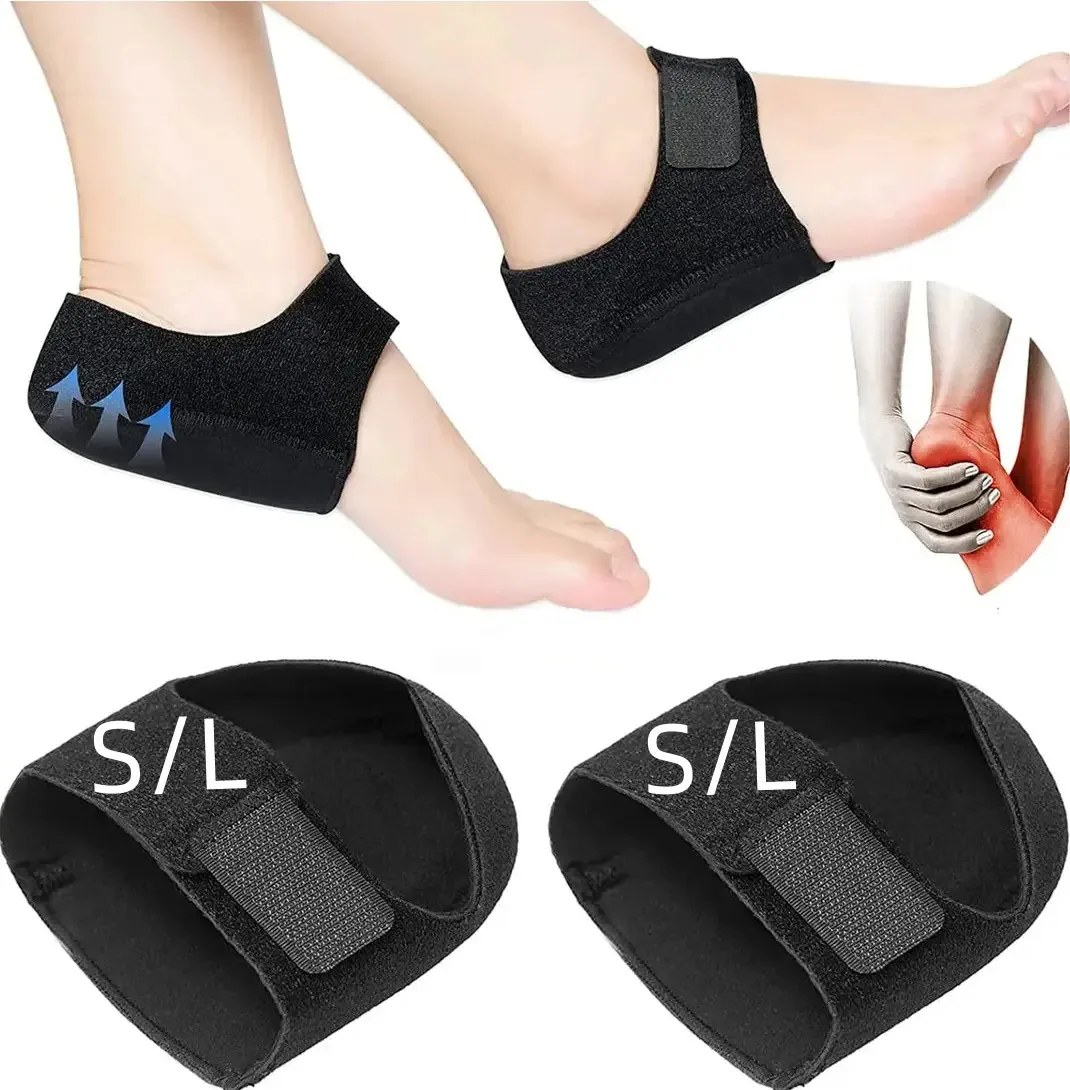 Almofada de calcanhar de gel ajustável, tamanhos S L, alivia a dor, fascite no calcanhar, fascite plantar, esporão do calcanhar, tendinite respirável, anti-impacto para calçados esportivos, velcro,...