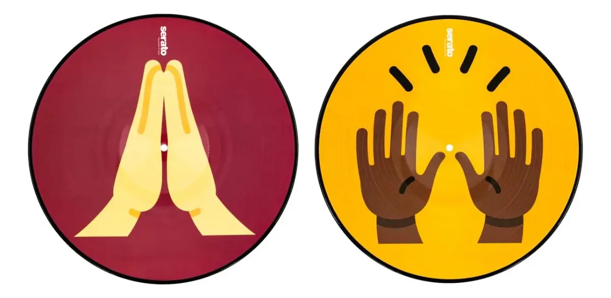 Vinil de controle Serato 12" (par), série Emoji, cor laranja/amarelo