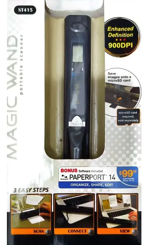 Scanner portátil Magic Wand St 415 Usb em cor preta