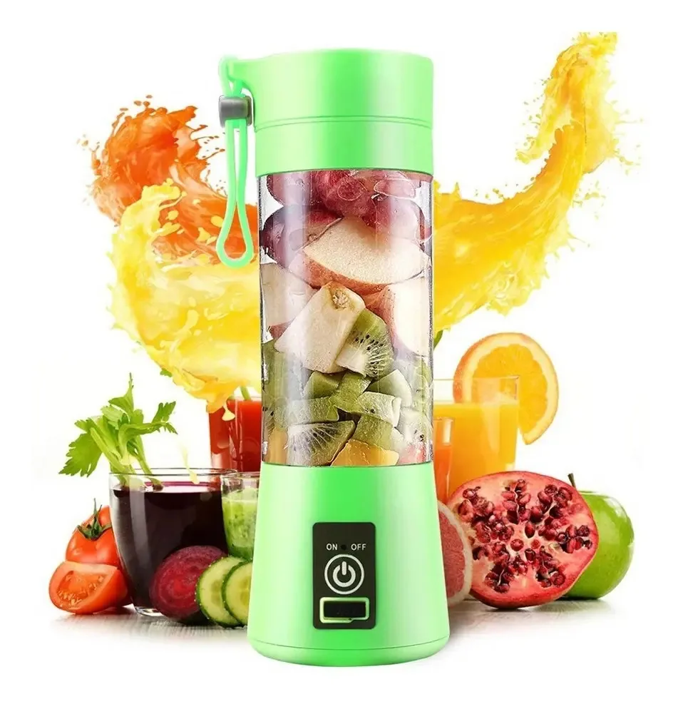 Mini copo de liquidificador recarregável USB portátil, cor verde