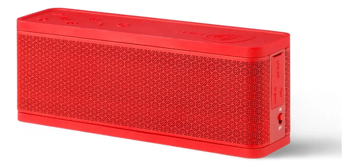 Alto-falante portátil Edifier Mp270 com entradas Bluetooth, microSD e USB, bateria recarregável e controles integrados - cor vermelha