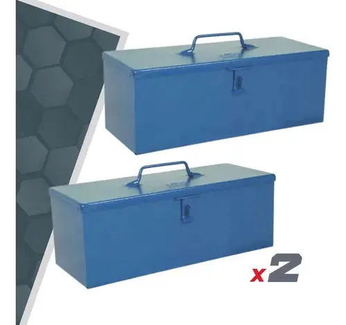 Kit 2x Caixa Ferramentas Aço Fercar Baú N1 36 Cm Azul