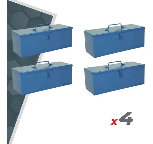 Kit 4x Caixa Ferramentas Aço Fercar Baú N1 36 Cm Azul