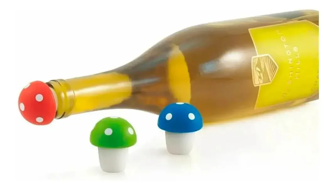 Jogo 3 Tampas À Vácuo Vinho Mini Rolha Garrafa Cogumelo