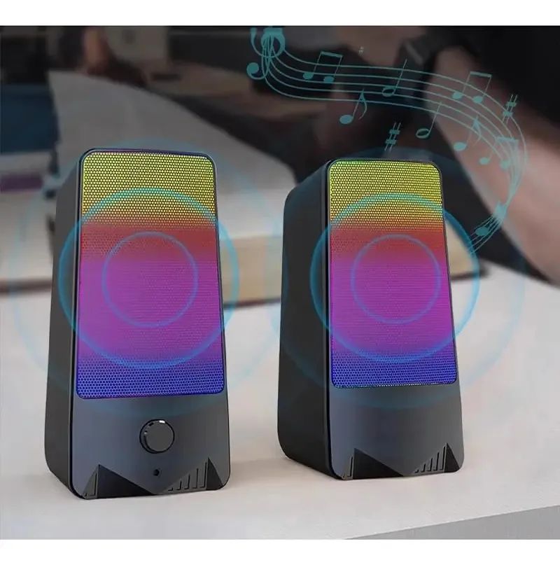 Uwerebfm Mini Caixas de Som para Escritório com Reprodutor Multimídia e Caixas de Som Pequenas para Jogos Esportivos Eletrônicos RGB com Áudio