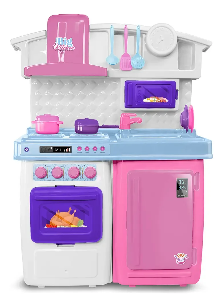 Brinquedo Cozinha Big Kitchen Pink 5557 - Roma Brinquedos