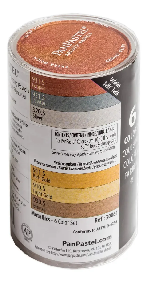 Colorfin 30061 Panpastel Ultra Soft Artist - conjunto de 6 pastéis metálicos (9 ml)