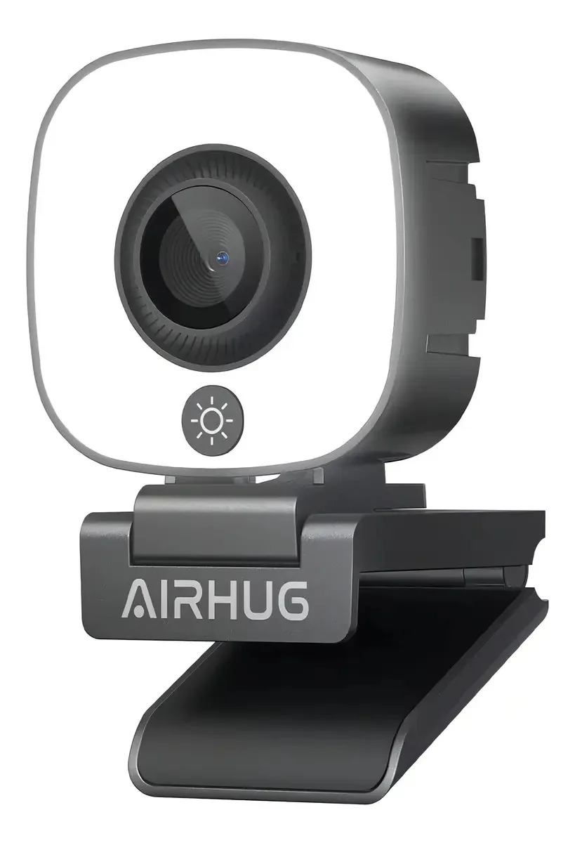 Webcam Airhug 2k, Webcam com microfone, cor preta