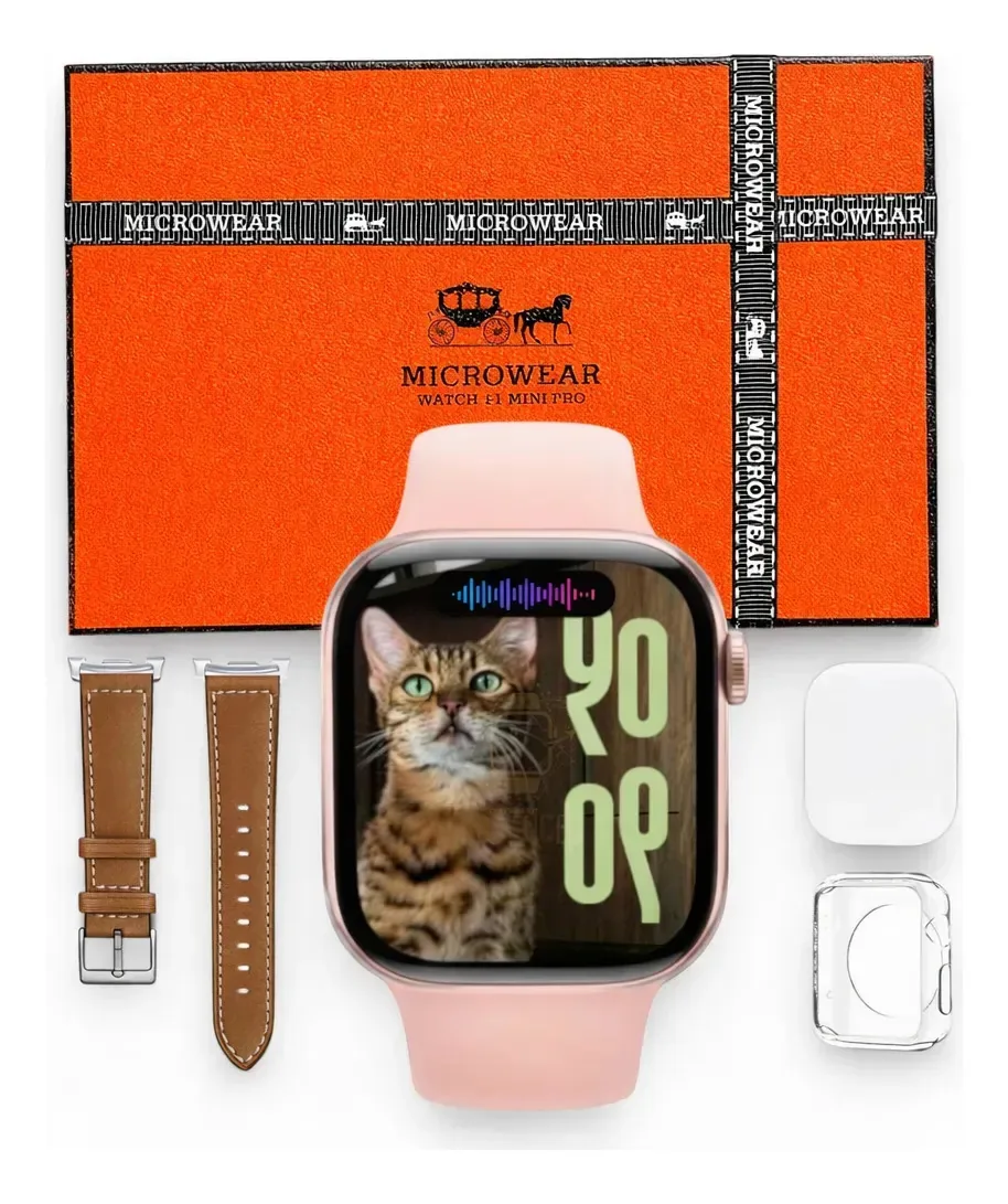Relógio Smartwatch W11 Mini Pro Série 11 Amoled 42mm Lançamento Rosa SMARTWATCH ADVANCED PRO