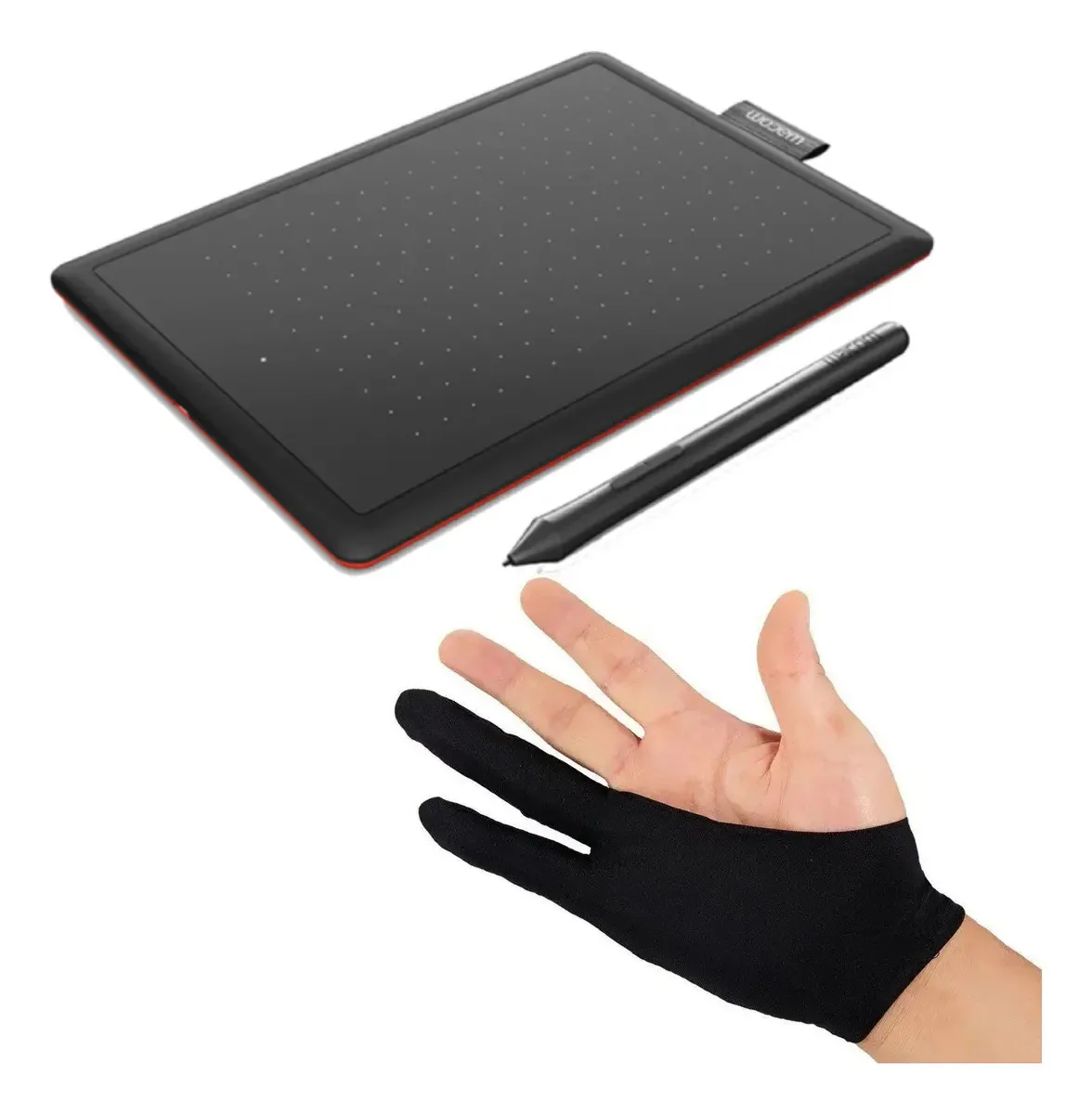 Tablet digitalizador Wacom One Ctl-472 e luva de desenho preta
