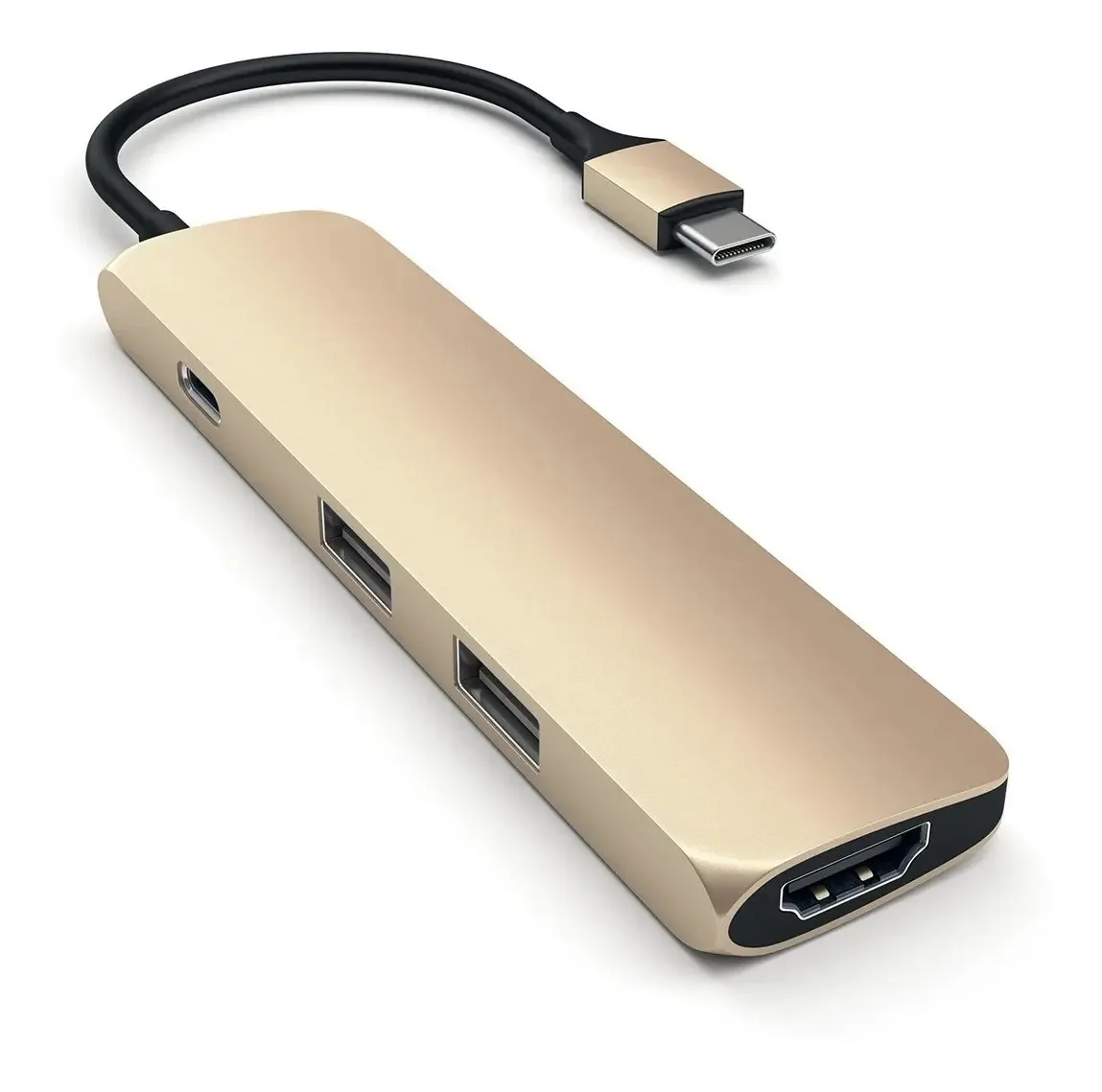 Adaptador de hub Slim USB-c A USB-a/Hdmi 4k/USB-c//Satechi Color Gold