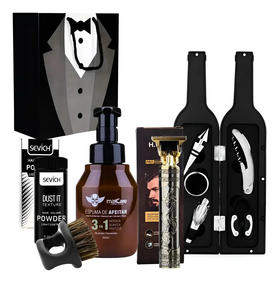 Kit de barba especial masculino com (conjunto de vinhos)
