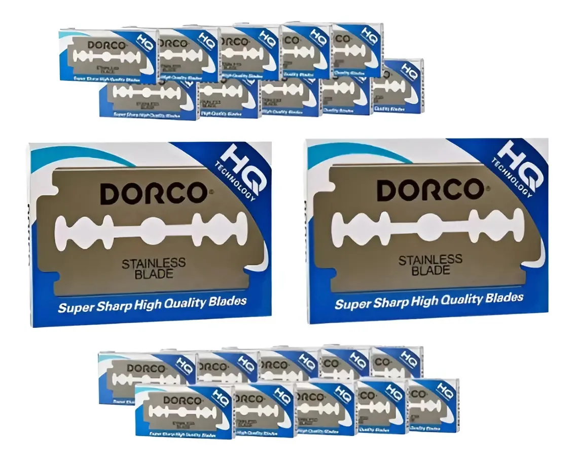 Lâminas de barbear prateadas de aço inoxidável Dorco 200 Double Edge