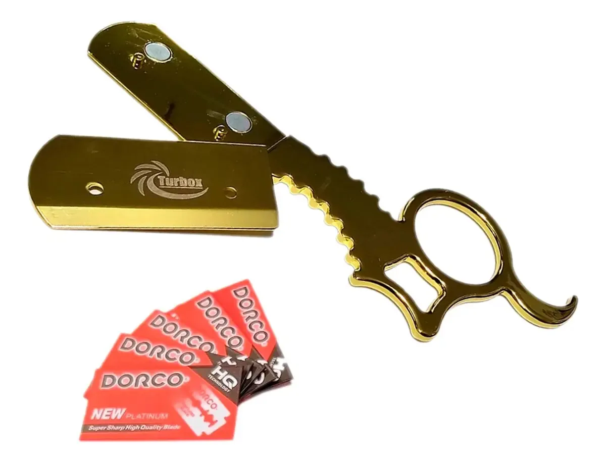 Anel de barbear Barbera Metalica Finger Razor +10 lâminas de ouro