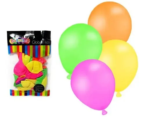 Pacote: 50 balões fluorescentes planos Fluor Mix R9 para festa de 22 cm