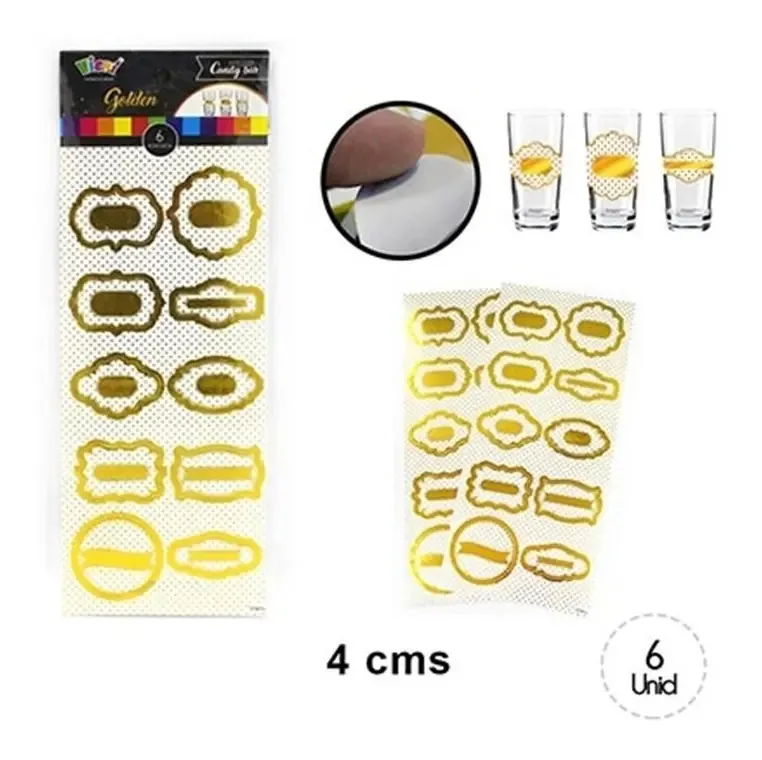 Pacote de 12 conjuntos de adesivos decorativos Polka Dot/cotillonvieri Color Dorado