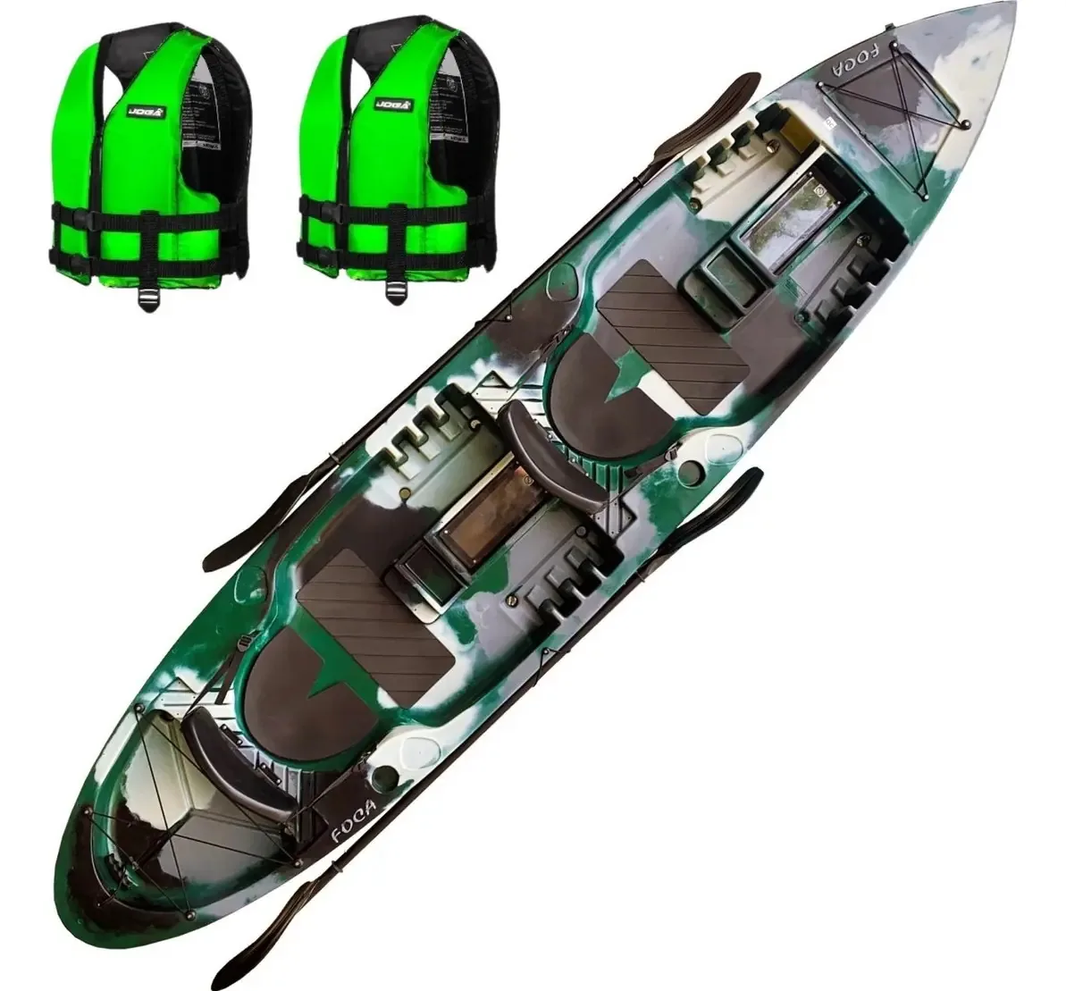 Caiaque Duplo New Foca Standard Com 2 Remos Cor Exército Camuflado