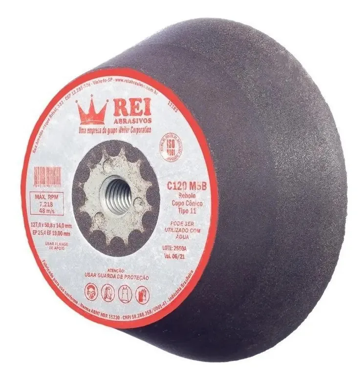 Kit 2 Rebolos Cônicos Para Polimento de Mármores e Pedras - Rei Abrasivos, 127mm