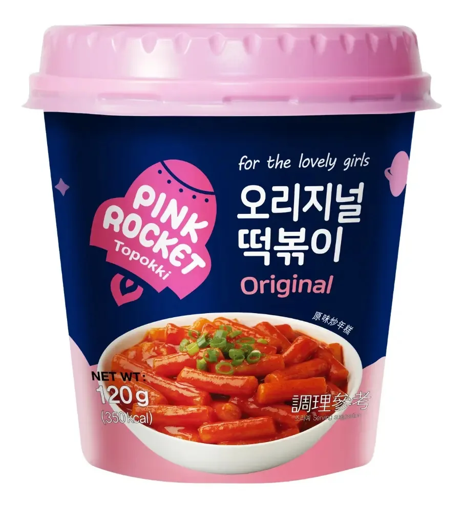 Topokki Bolinho Arroz Coreano Picante Pink Rocket 120g