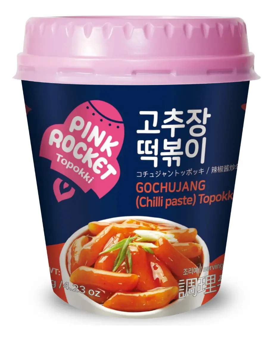 Topokki Bolinho De Arroz Pimenta Gochujang Pink Rocket 120g