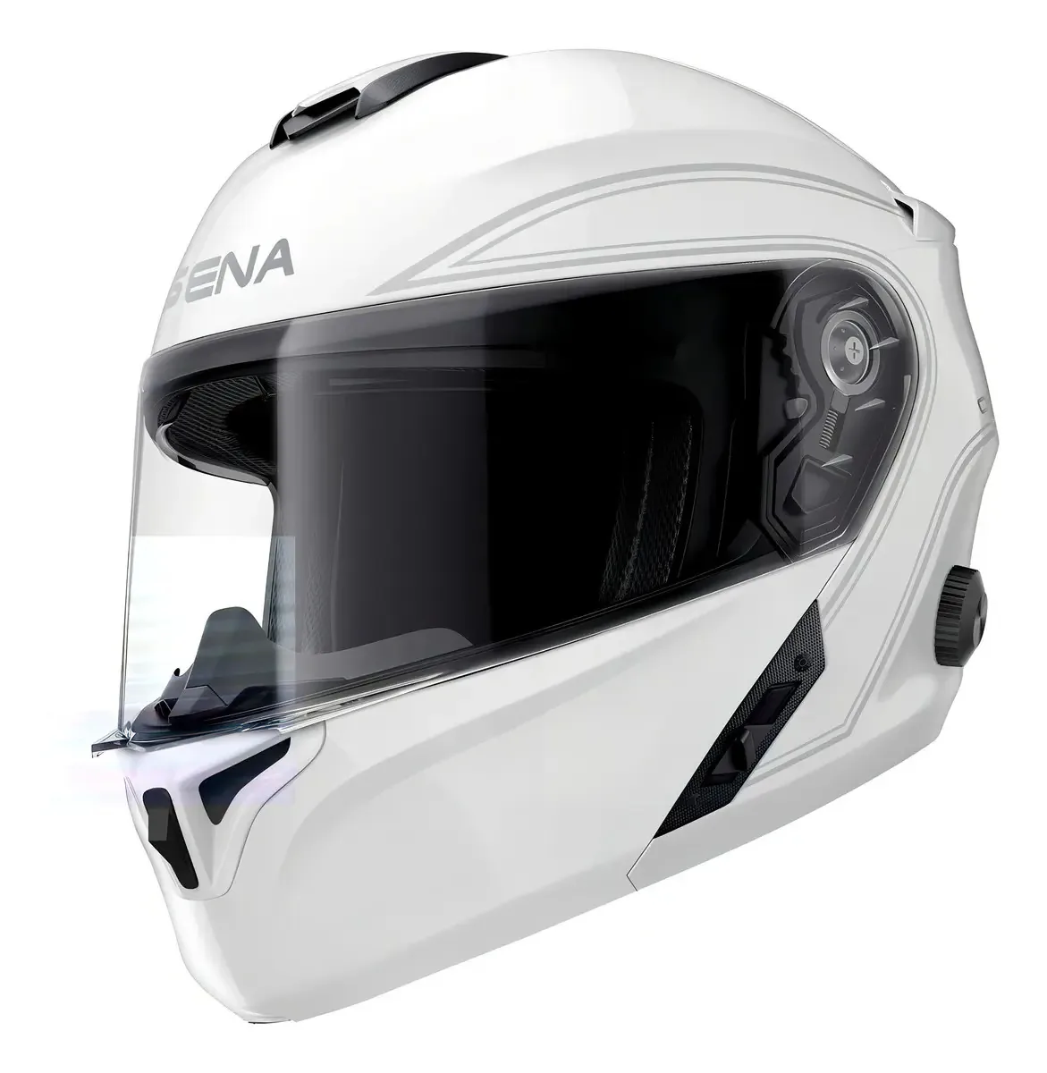 Sena Outrush - Capacete inteligente modular branco brilhante