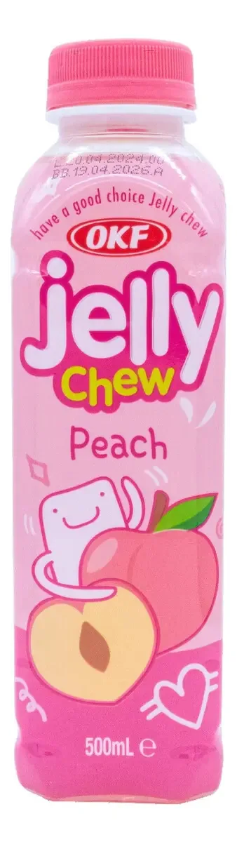 Suco Coreano Jellychew Pêssego Com Nata Coco 500ml