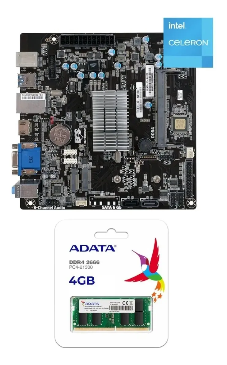 Kit de atualização da placa-mãe + processador Intel + memória 4 Gb preta