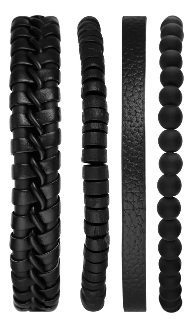 Conjunto de relógios masculinos de poliuretano preto Folio Fmdal1179