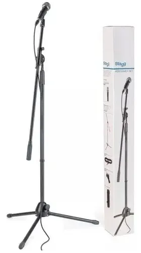 Conjunto de microfones dinâmicos Stagg Sdm50 com suporte, cabo e clipe, cor preta