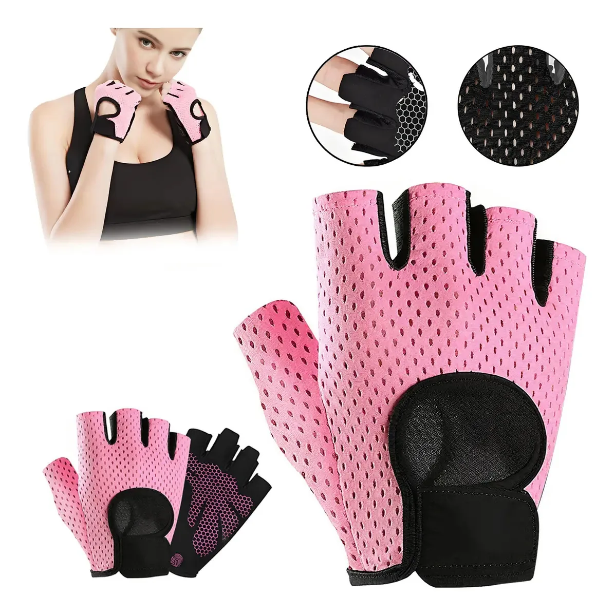 Luvas de ginástica Luvas antiderrapantes Luvas de ginástica, femininas, masculinas, antiderrapantes e luvas de ginástica, rosa