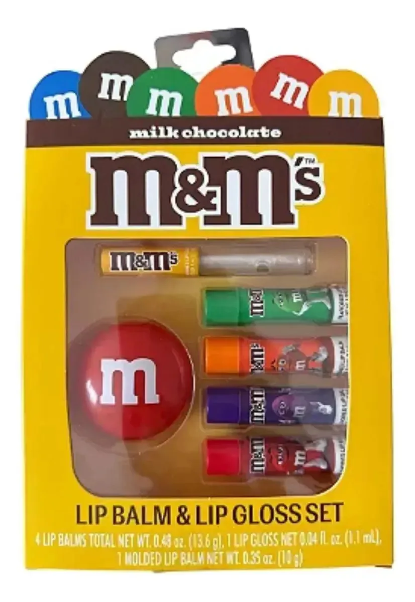 Bálsamos e gloss labiais com sabor M&m