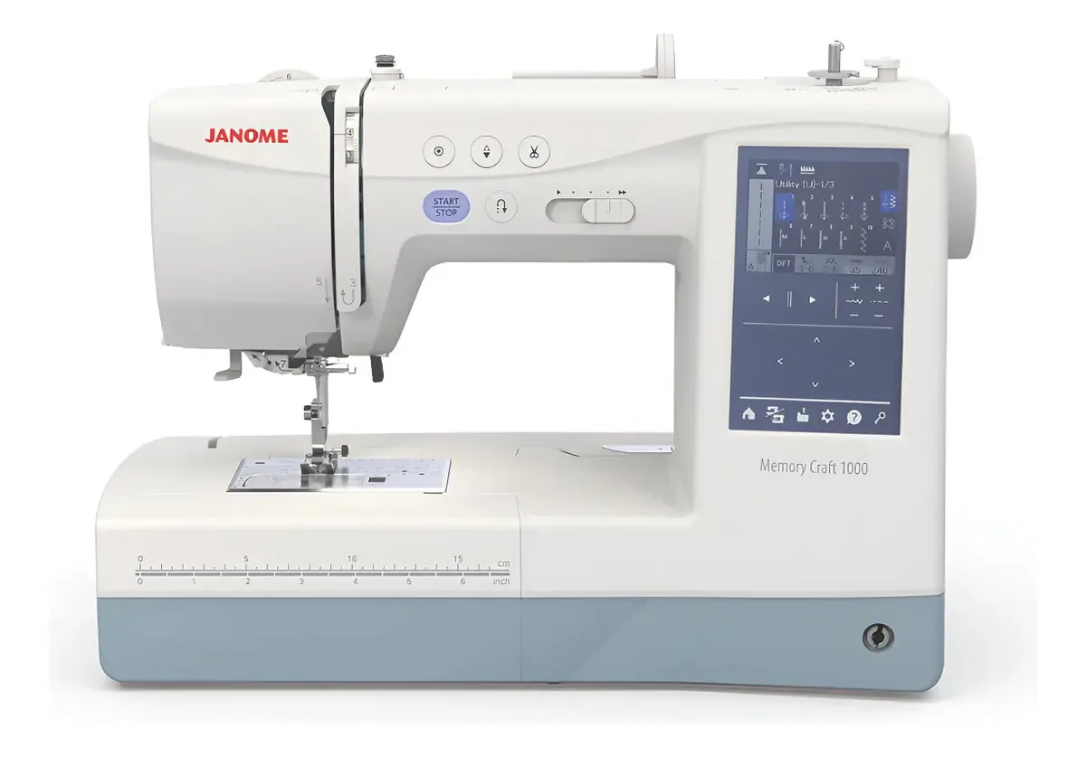 Máquina de costura e bordado Janome Mc1000 2 em 1, branca