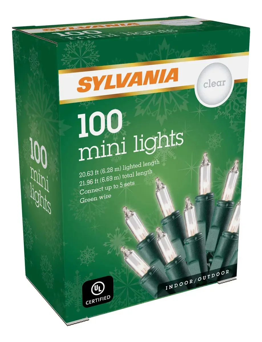 Mini luzes transparentes 100 luzes Sylvania 100