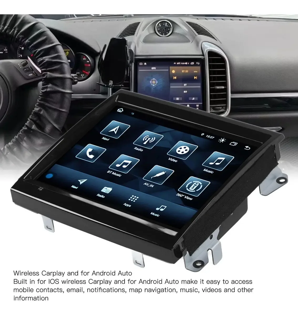 Unubifk Rádio de Navegação Gps, Rádio Estéreo Para Automóvel Para Android 10 Navegação Gps Hd Tela Sensível ao Toque de 8.4 Polegadas Carplay Sem Fio Para Cayenne 92a 2011 A 2015 (6+128g)