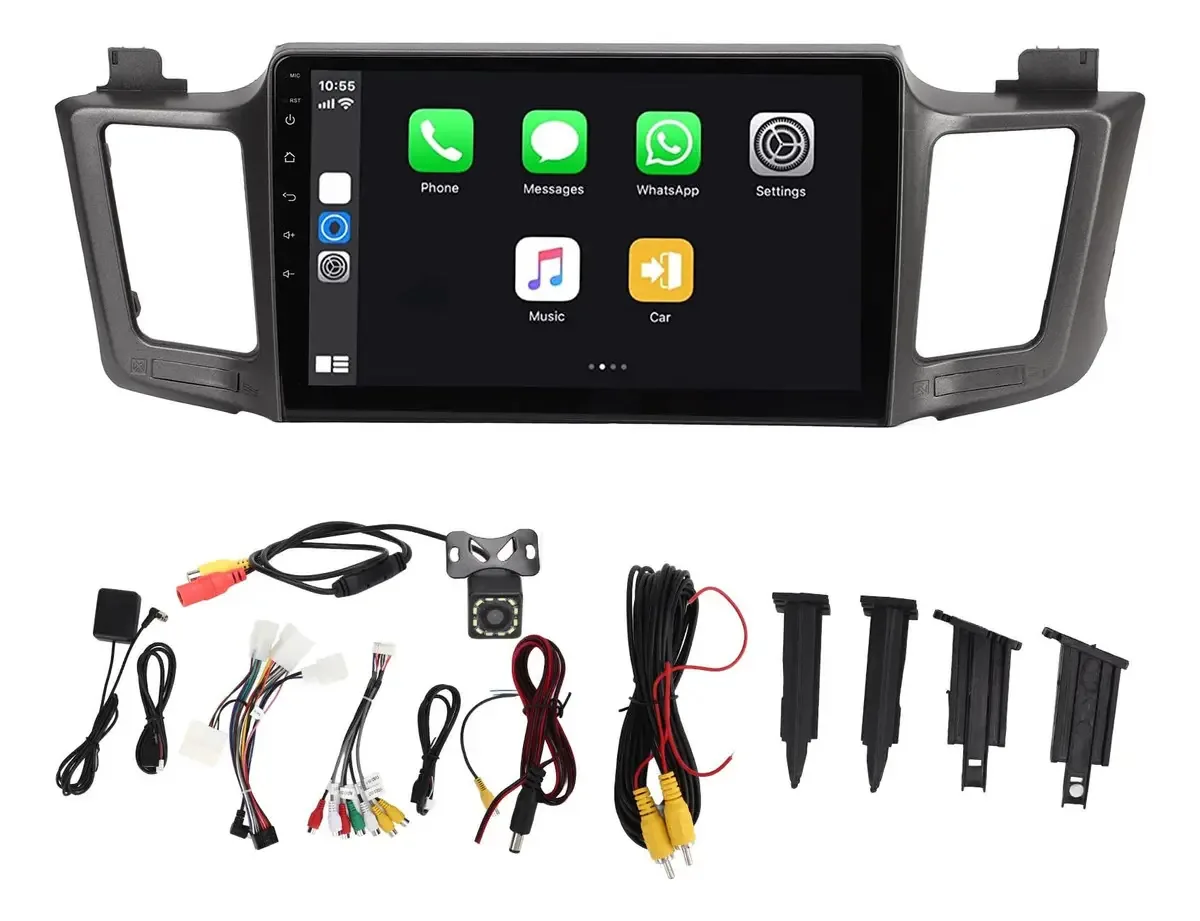 Unubifk Navegação Gps Para Rádio De Automóvel, Navegação Gps Para Automóvel De 10 Polegadas, Suporte De Tela Tátil Hd Sem Fio Para Ios Carplay 2g E 32g Rom De Substituição Para Rav4
