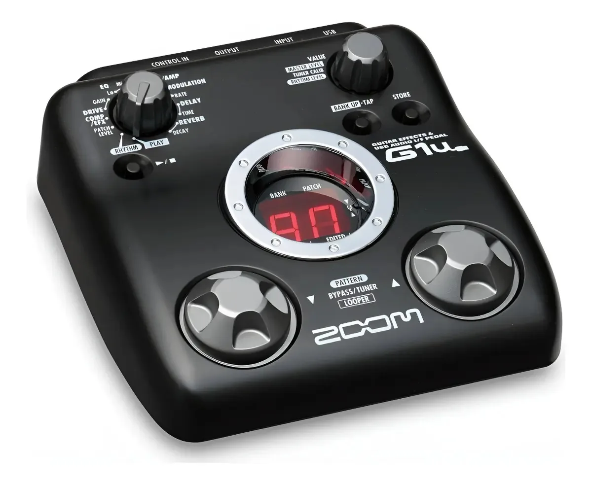 Pedaleira Zoom G1u, multiefeitos, efeitos USB, pedais, cor da interface: preto