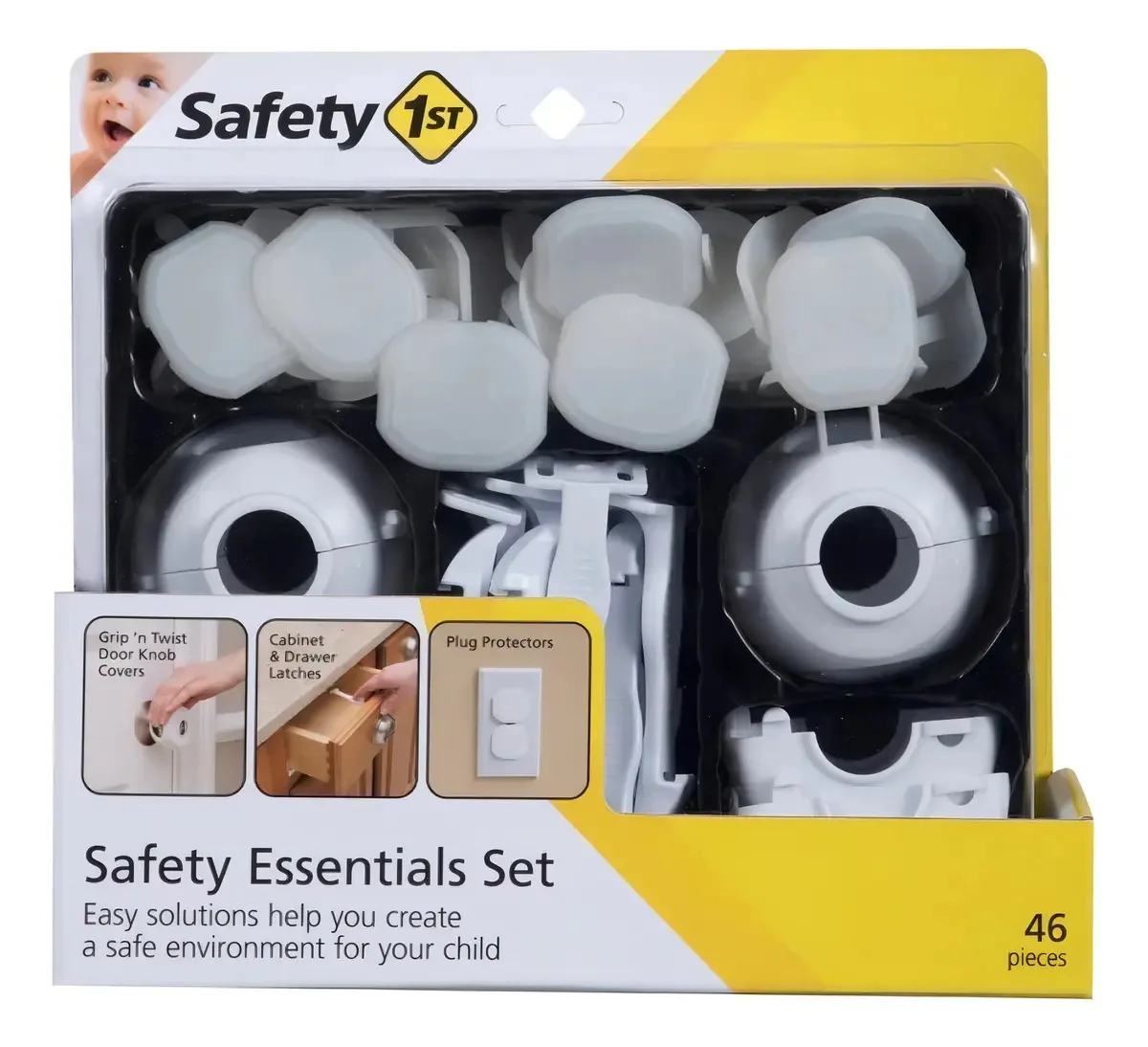 Kit de segurança infantil, armários, portas, soquetes, 46 unidades
