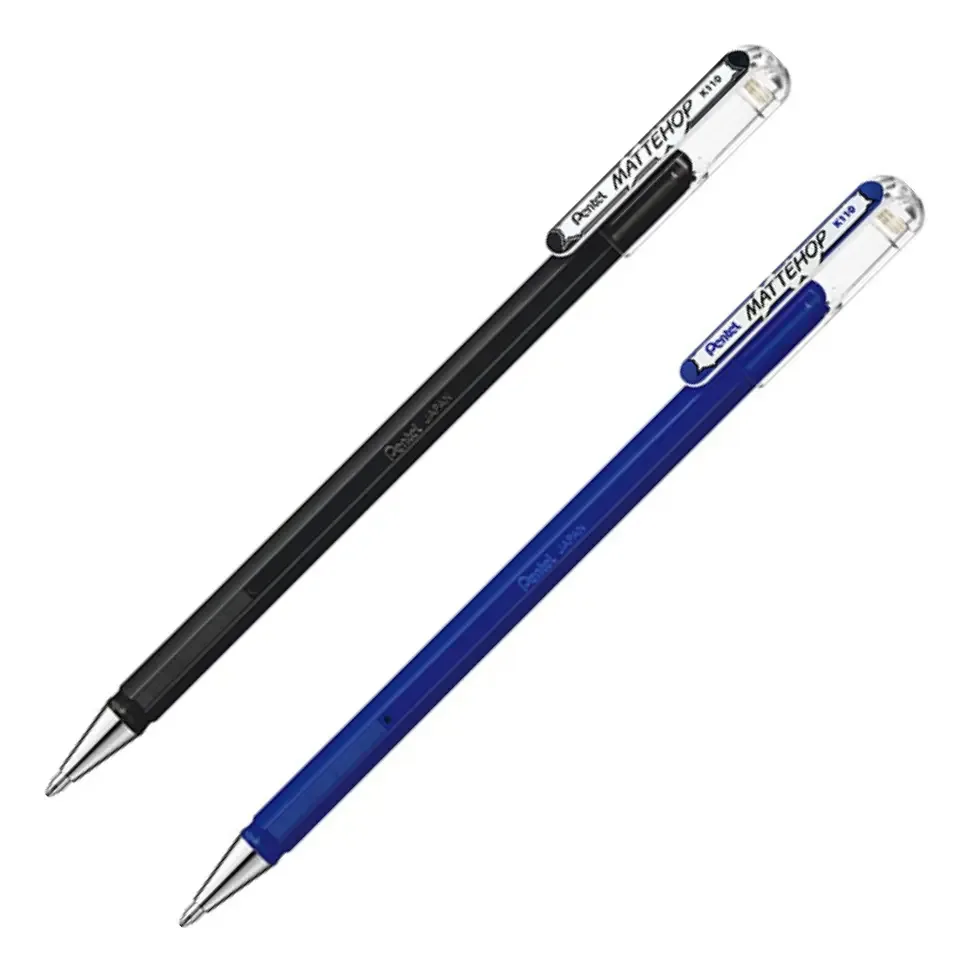 Kit 2 Canetas Pentel Mattehop 1.0 Preta E Azul Tinta Preto E Azul Exterior Preto E Azul