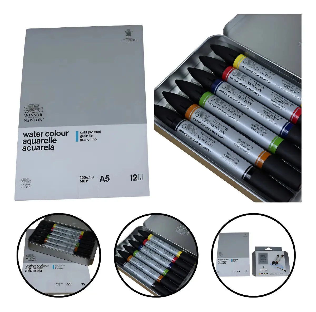 Kit Marcadores De Aquarela C/6 E Bloco A5 Winsor & Newton