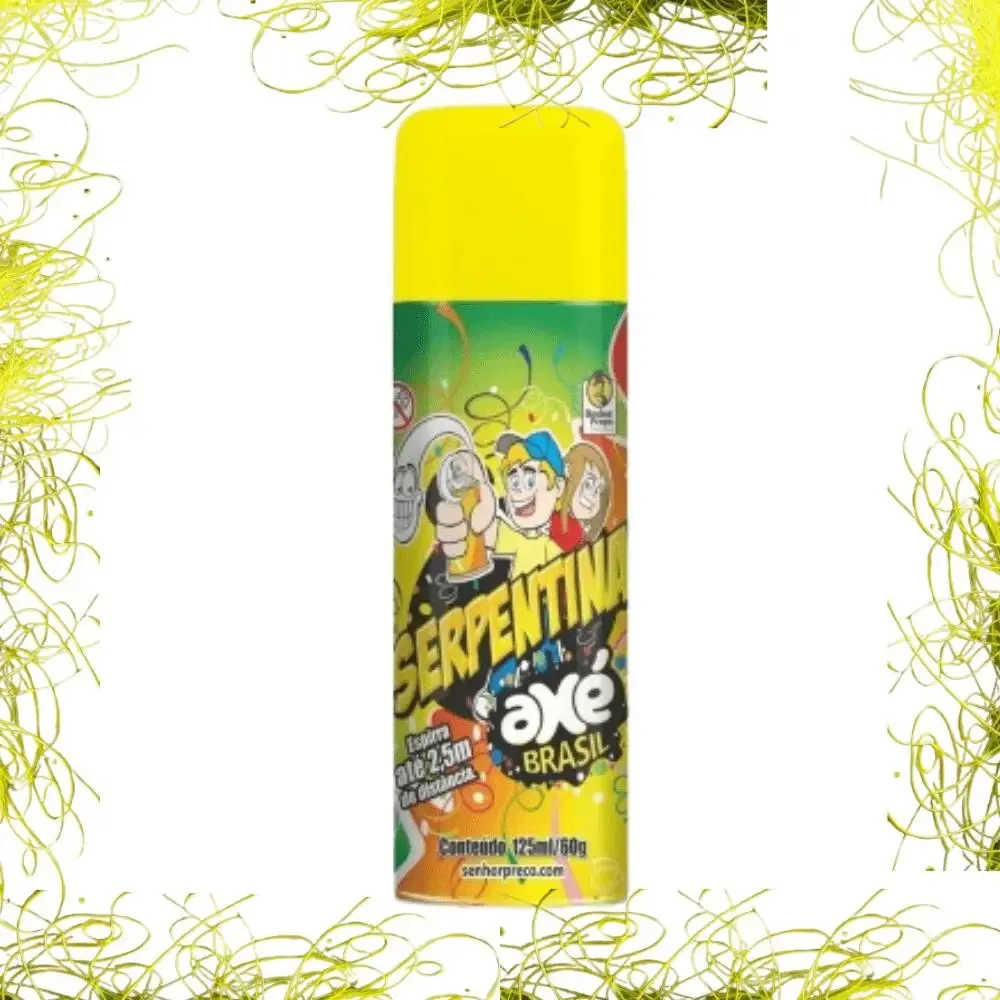 Serpentina Spray Carnaval - Axé Brasil Amarela Cor Unica