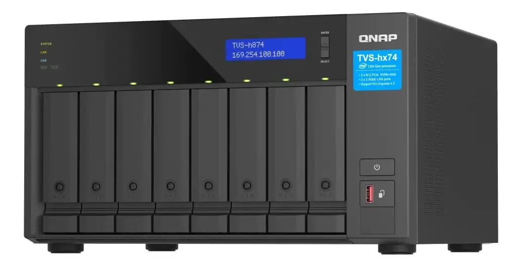 Qnap Tvs-h874x-i9-64g-us Nas De Computador De Alta Velocidade De 8 Baias Com Cpu Intel® Core De 12ª Geração, Memória Ram Ddr4 De 64 Gb, Rede De 10gbe E 2,5 Gbe E Capacidade De Expansão Pcie Gen 4