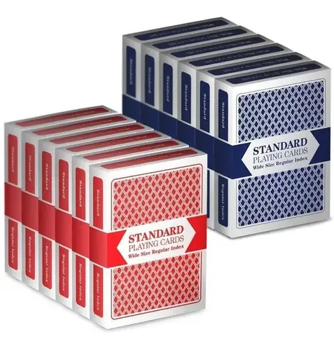 12 baralhos de cartas, 6 vermelhos/6 azuis, tamanho grande, Índia