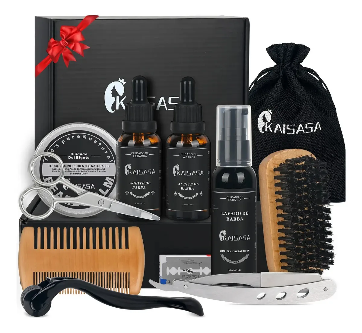 Kit de cuidados com a barba para homens e ferramentas para bigode