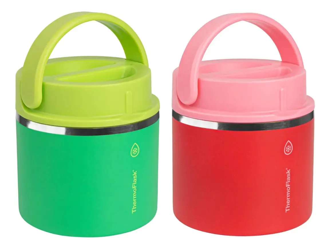 Recipiente para alimentos Thermo Flask, 2 pacotes, 591 ml, cor verde/vermelho